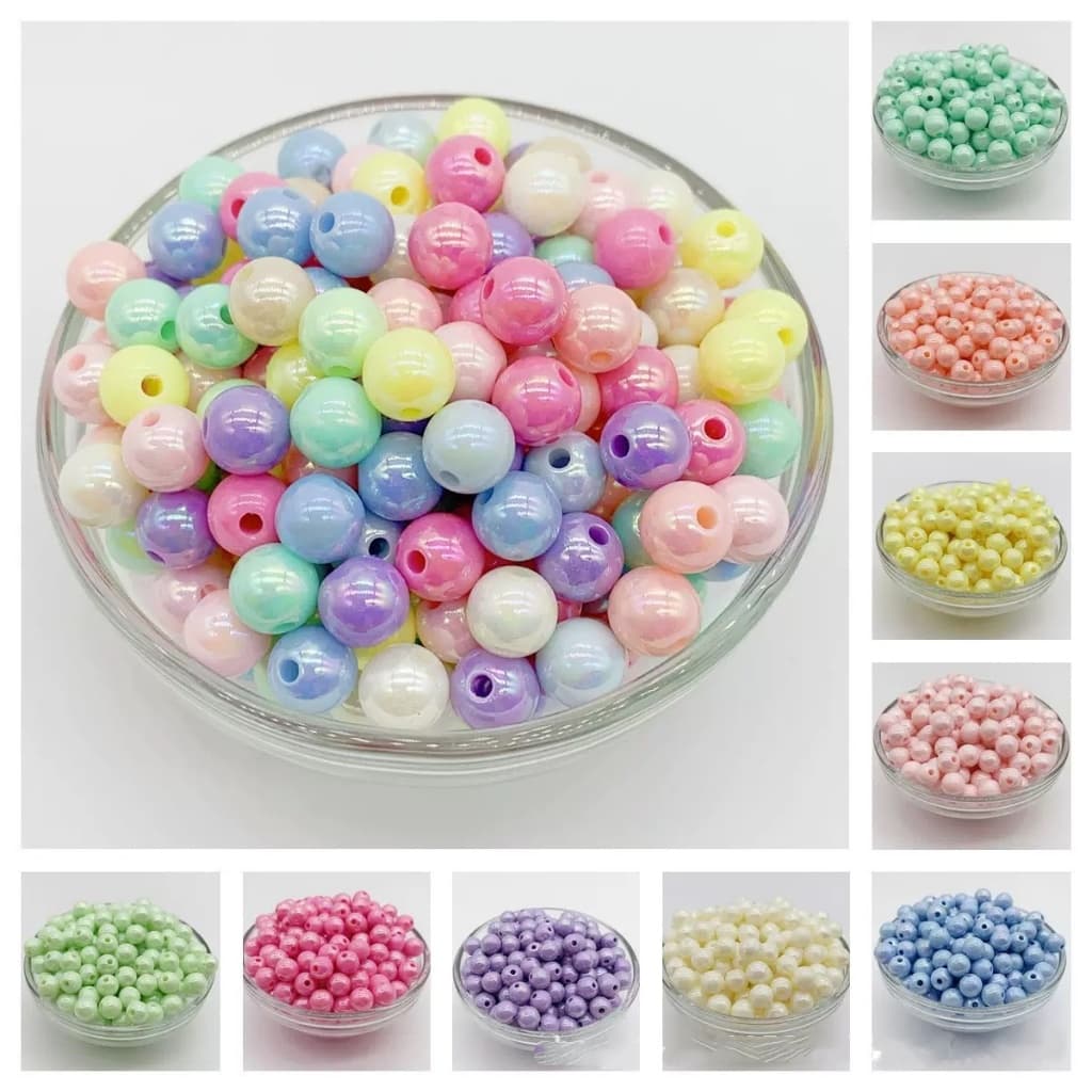 Pacote Perolas Coloridas De Resina  Inteira - 6mm/8mm/10mm Artesanato Qualidade Brilo Versatilidade