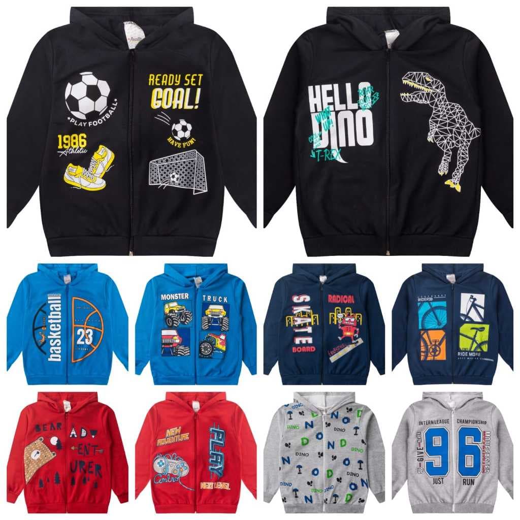 Casaco Moletom Infantil Masculino com Capuz – Jaqueta Estampada Inverno Menino