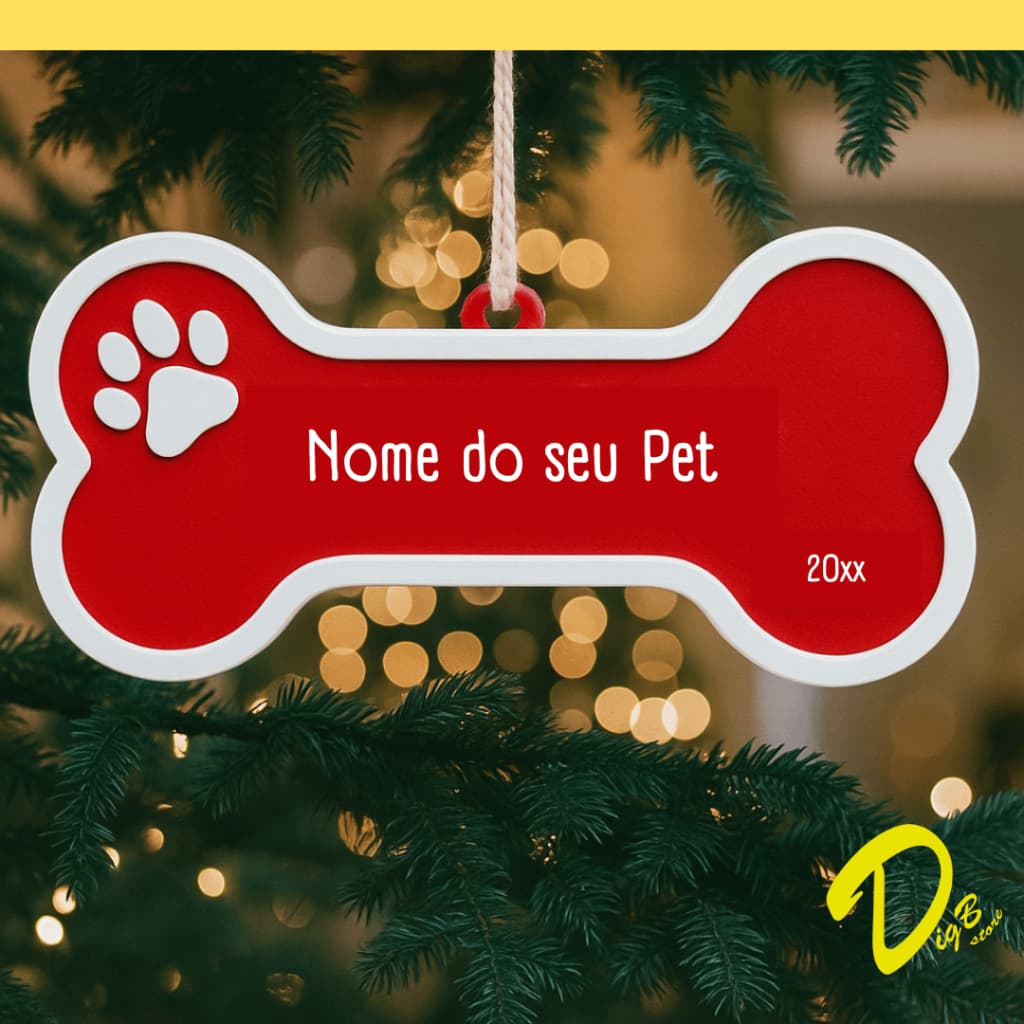 Enfeite de Árvore de Natal Pet Cachorro Nome Personalizado Ornamento Festas Várias Cores