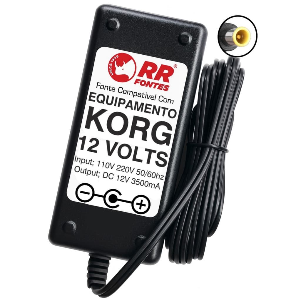 Fonte Dc 12v Para teclado Sintetizador Korg X50, M50, Kaptivator, LP-180, SP-170, KPA500, PA500ORT, PA588,