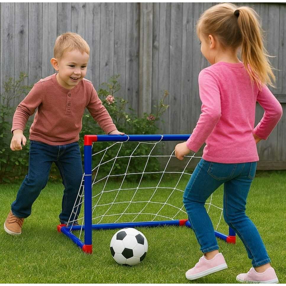 Mini Gol Futebol Infantil Brinquedo Bola Azul Jogo Recreativo Educativo