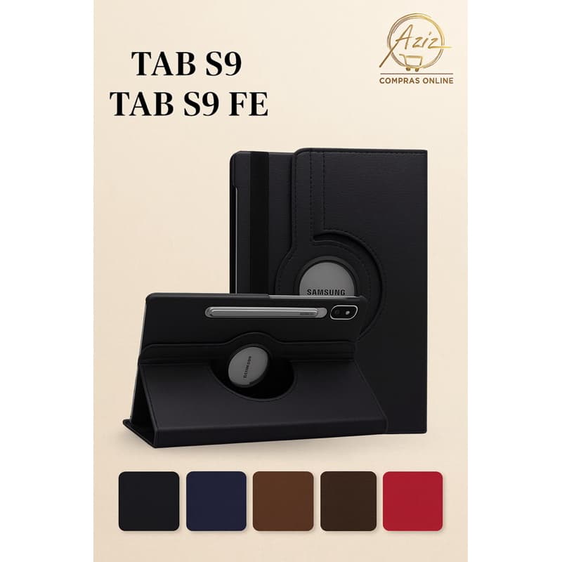 Kit Completo Samsung Tab S9 / S9 FE – Capa Giratória 360° Premium + Película Vidro 9H + Caneta 2 em 1 (Touch e Escreve)