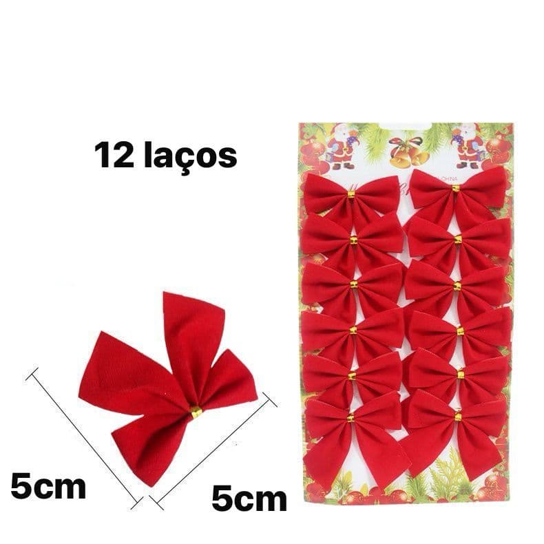 Kit 12/24/36 Laços Vermelho 5cm Enfeite Natal Premium 5cm