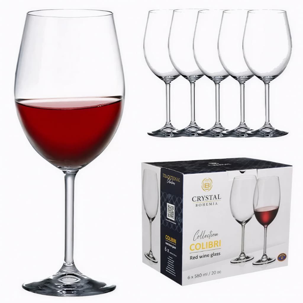 Jogo de 6 Taças para Água e Vinho Colibri 580ml Cristal Bohemia