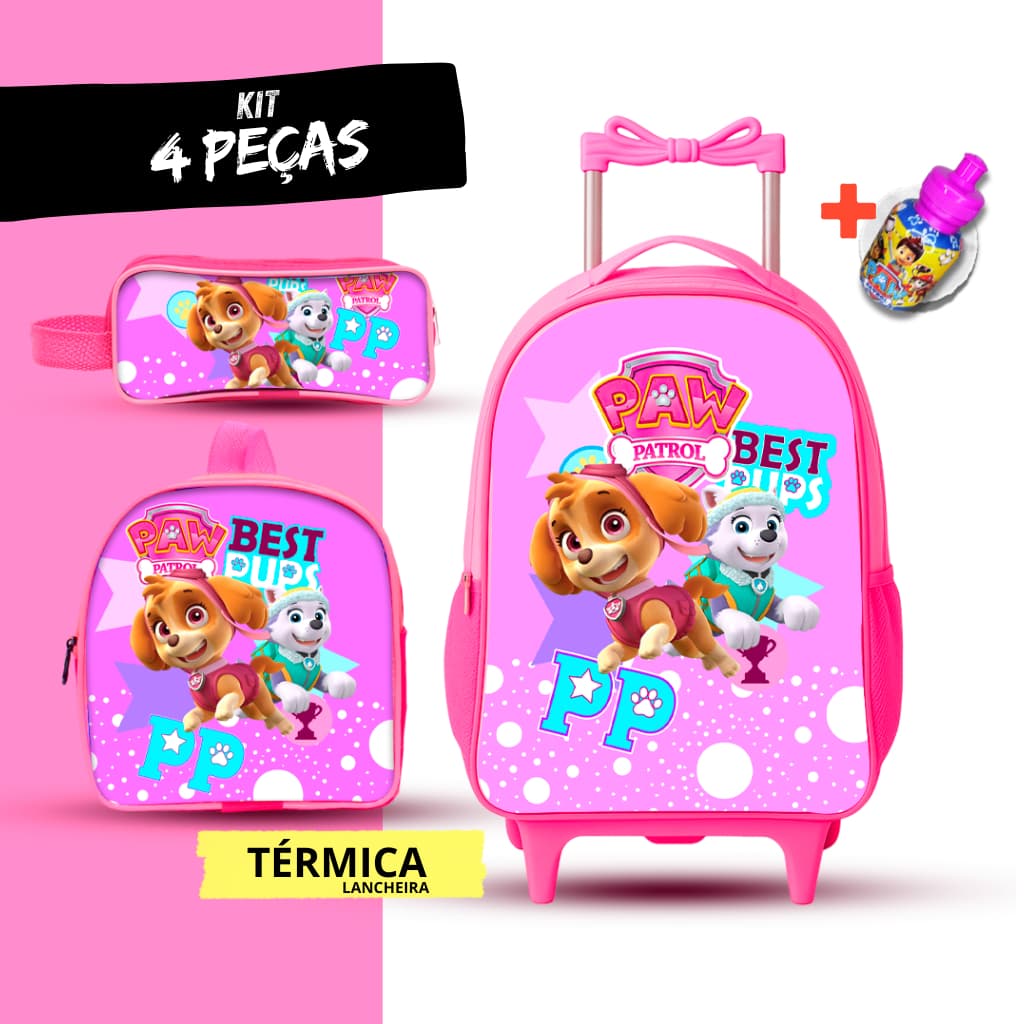 Kit Mochila Escolar de rodinha Skye + Lancheira TÉRMICA + Estojo