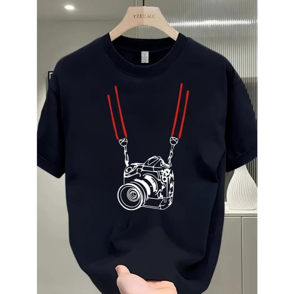 Camiseta Câmera Criativa Algodão P ao GG – Estampa Interativa Camisa  Estilo Urbano e Tecido Confortável Promoção