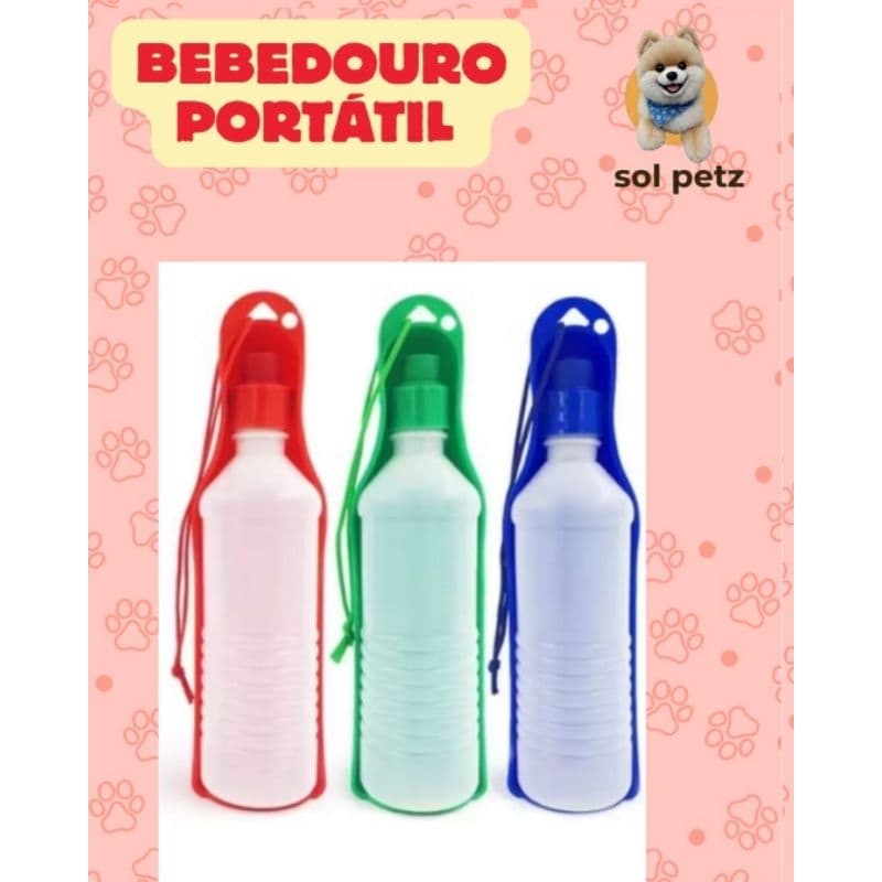 Garrafa Bebedouro Portátil Cachorro e Gato Passeio Bandeja 400 ml