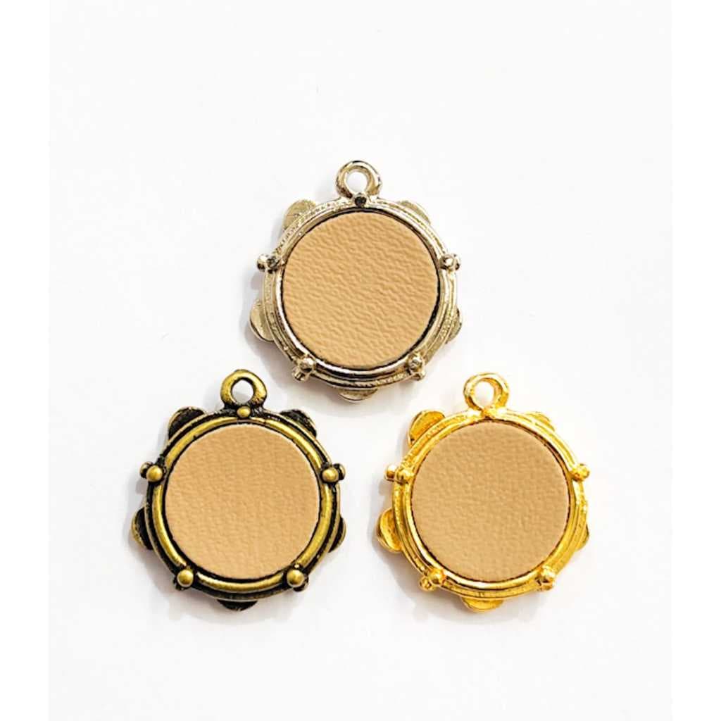 Pingente Pandeiro Metal Prata Dourado Ouro Velho 1 Ou 5 Peças Samba Pagode Colares Guias E Pulseiras