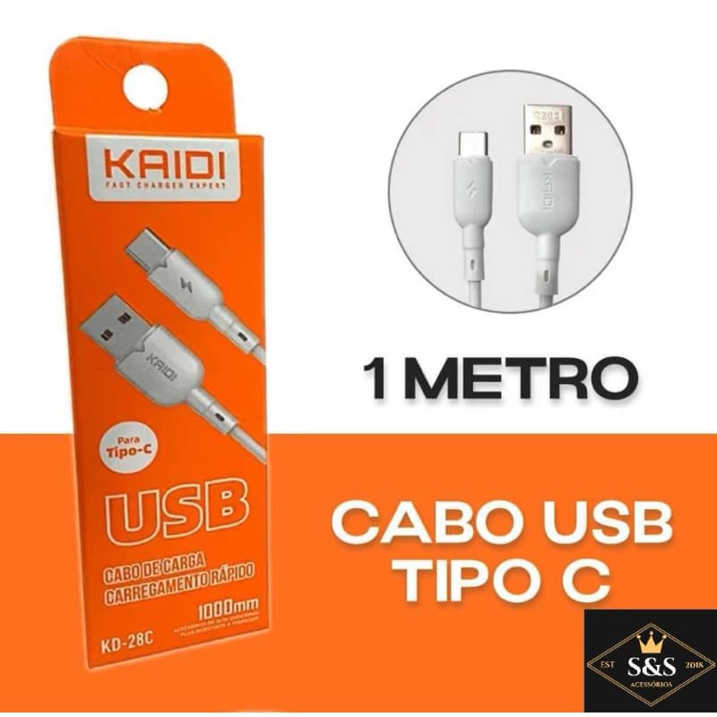 Cabo tipo C 1 metro Kaidi Brasil 100% original