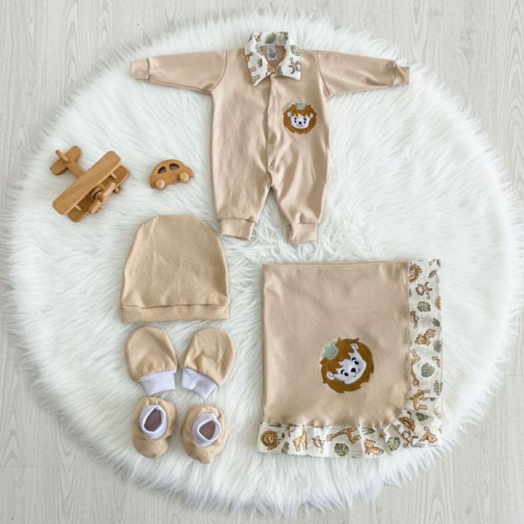 Saída Maternidade Menino e Menina  RN Verde Kit Completo 5 peças Roupinha para bebê Recém Nascido