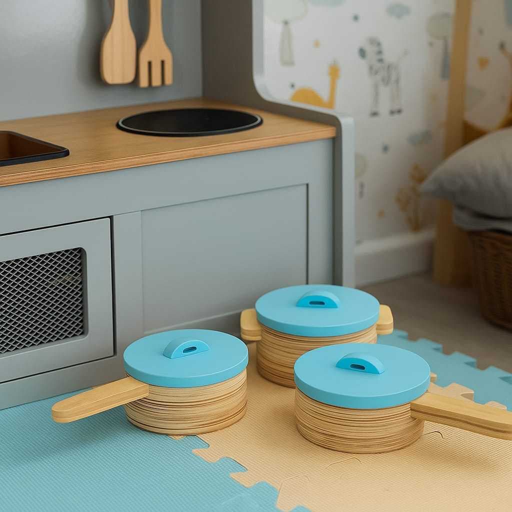 Kit Panelinhas Cozinha infantil em Madeira Brinquedo Educativo para Crianças