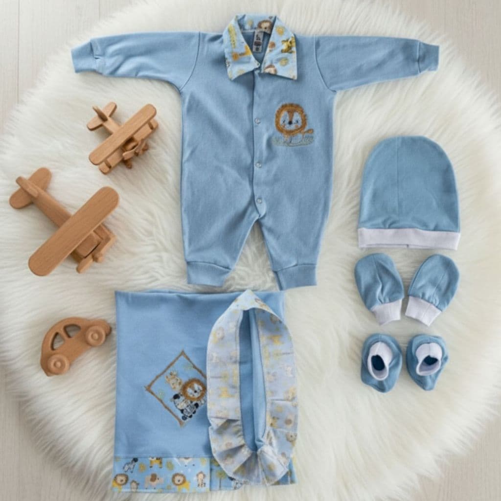 Saída Maternidade Menino e Menina  RN Verde Kit Completo 5 peças Roupinha para bebê Recém Nascido Azul Rosa Bege e Verde