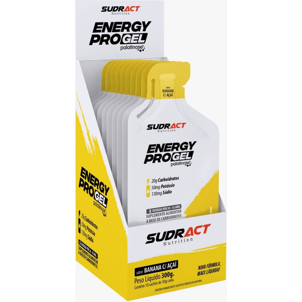 5 Saches Gel Repositor Carboidratos Energy Pro Banana Açai Sudract
