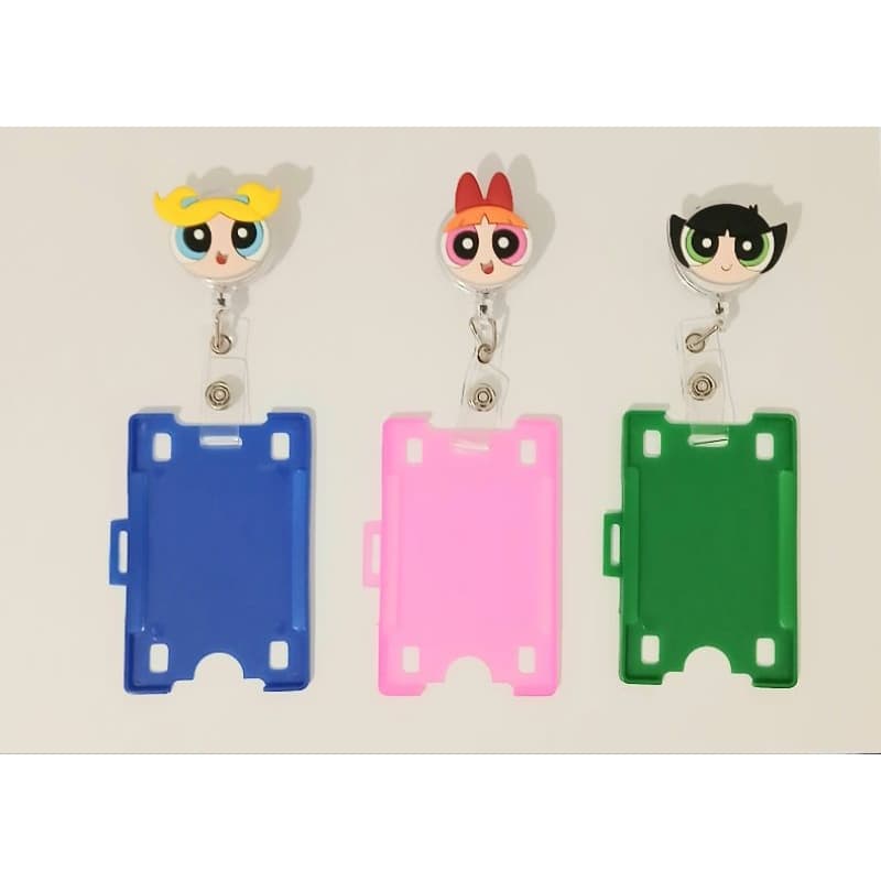 kit Porta Crachá retrátil meninas super poderosas + Porta cartão