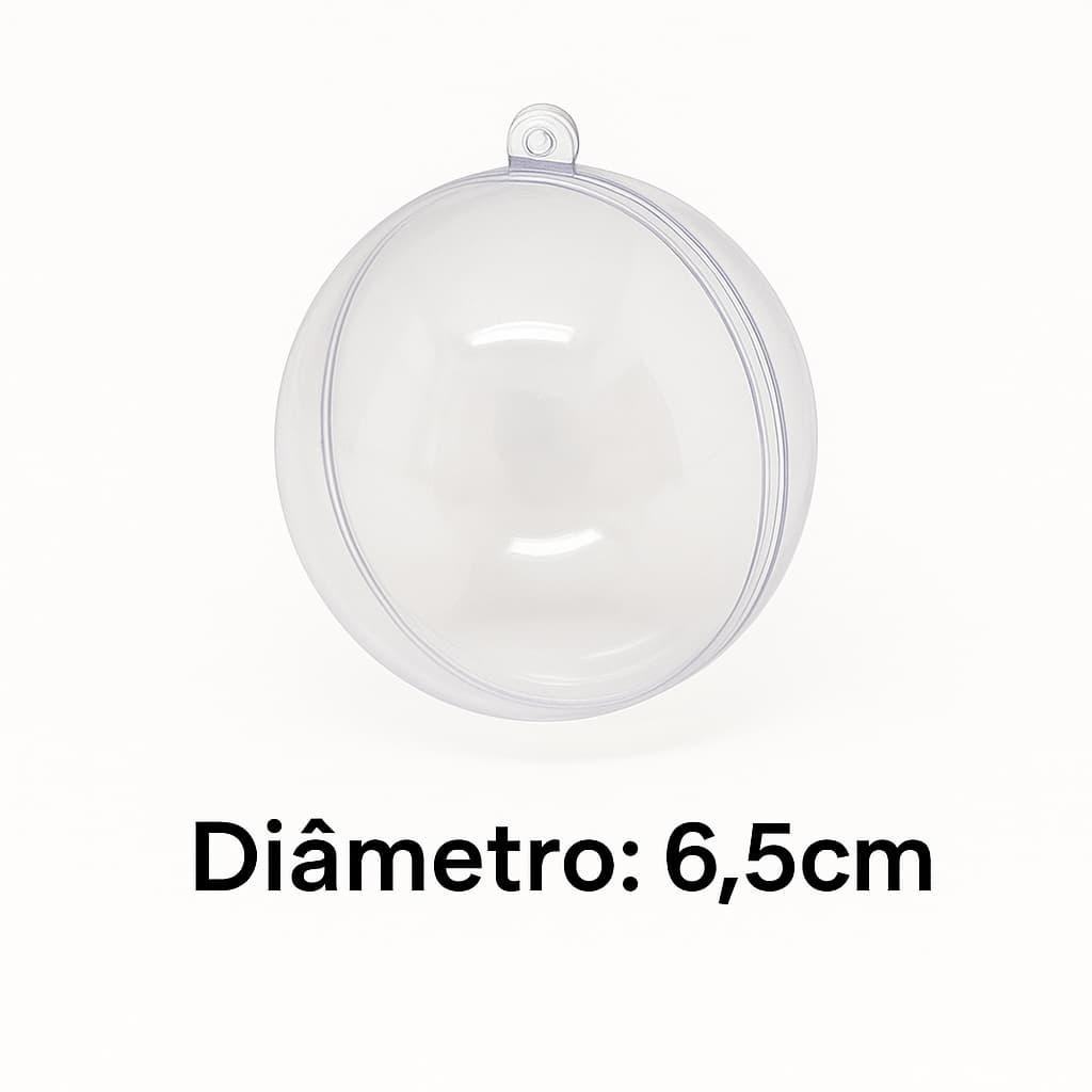 Kit 50 unidades- Bola Acrílica 6,5 cm Transparente para Enfeites e Brindes