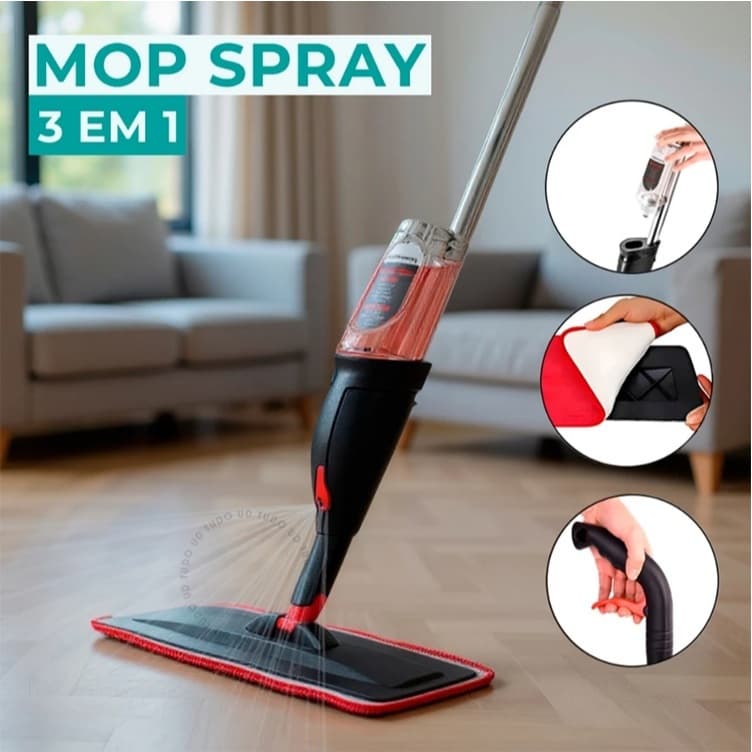 Mop Spray Rodo Inteligente Com Reservatório Limpeza Flash Microfibra Esfregão Mágico Flat
