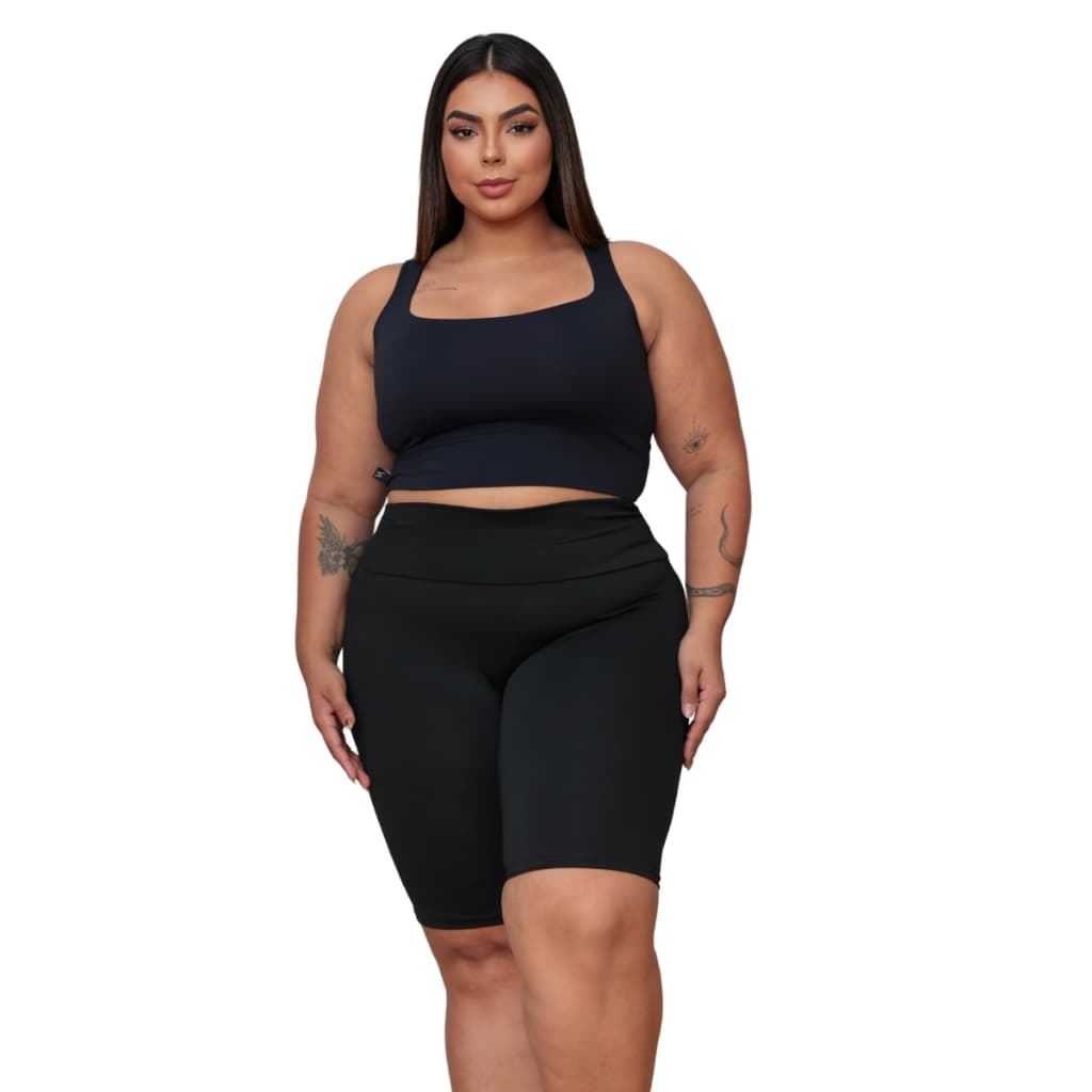 Bermudas Feminina Plus Size Short Feminino Academia Leg Suplex Cintura Alta Levanta Bumbum
