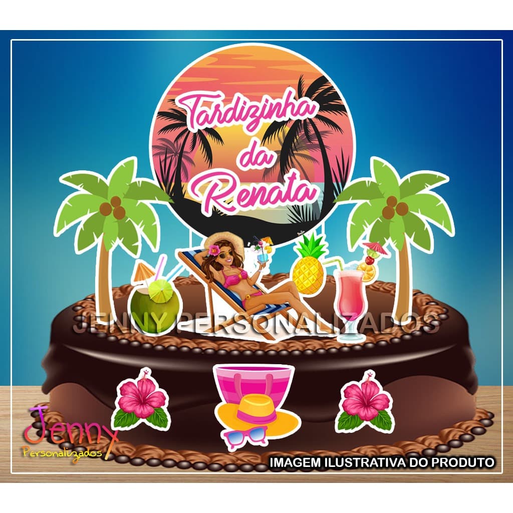 Topo Topper de Bolo Tardizinha Personalizado Com nome