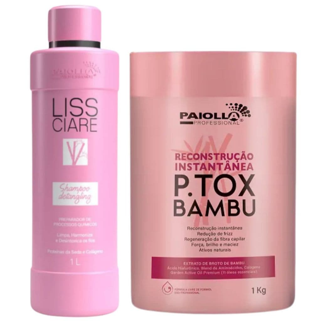 Paiolla Ptox Bambu Pro Kg + Shampoo Paiolla Litro (Tratamento Btox Paiolla)
