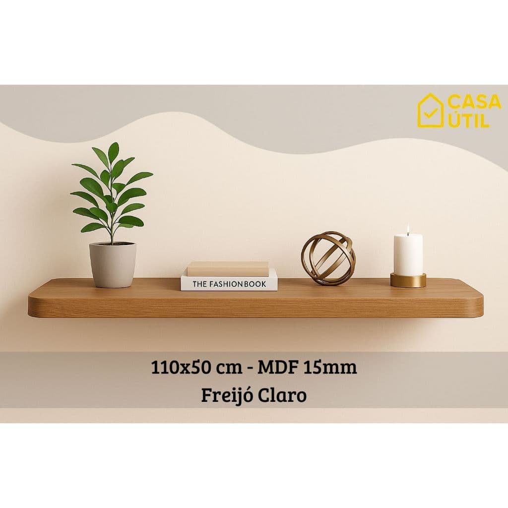 Tampo de Bancada 110x50 cm MDF 25mm Freijó Claro Quinas arredondadas | Mesa Escritório/Aparador