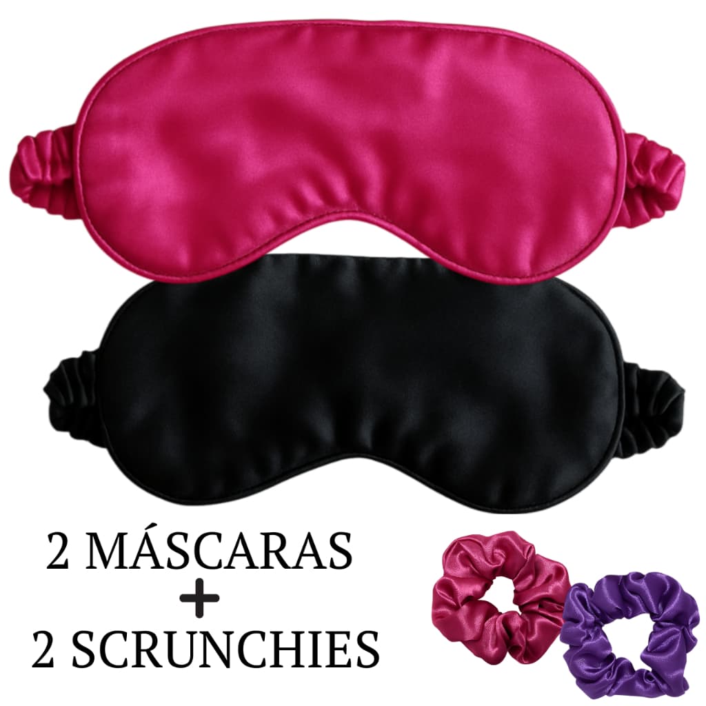KIT 2 Mascara Tapa Olho de Dormir + 2 Scrunchie  com Cores Lindas