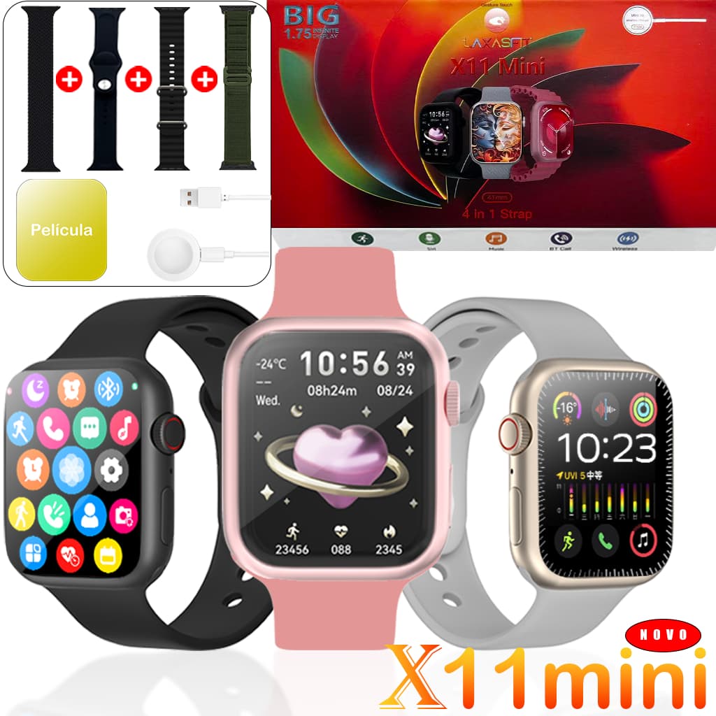 2025 Nova Smartwatch X11 mini X10 Modelo atualizado 41MM Relógio inteligente Monitor cardíacoRelógio