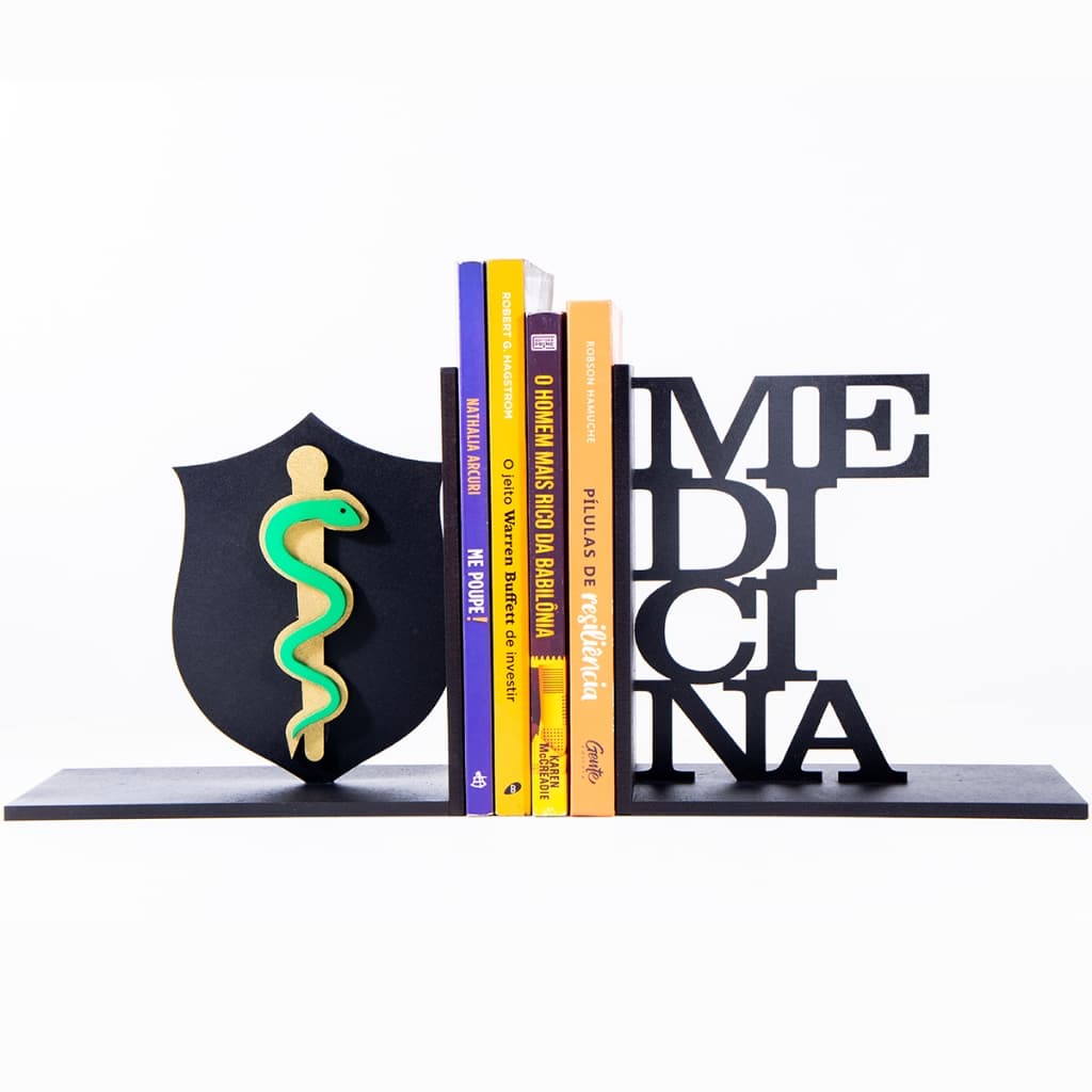 Suporte de Livros Medicina Decorativo em MDF para Estante Consultório e Escritório