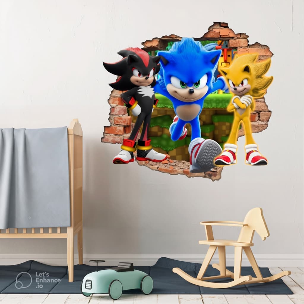 Adesivo Parede Infantil Sonic Buraco 3d  Cor Colorido Decoração Infantil