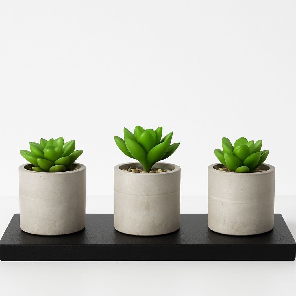Trio Zen - Mini Suculentas Artificiais em Vasinho de Cerâmica Elegante