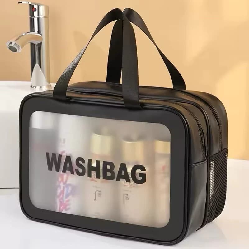 Bolsa Organizadora Necessaire Transparente Impermeável - Washbag - Ziper Duplo - Sortida