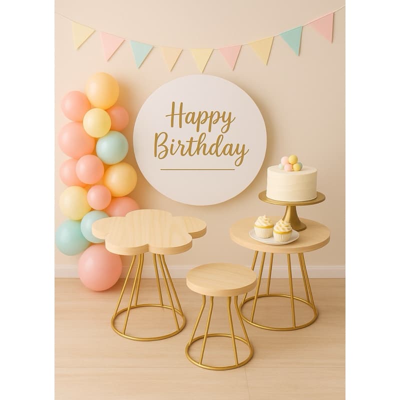 Kit Boleira De Flor Com Circulo+ Base Dourada| Decoração  de Festa,Casa ,Casamentos e Aniversário