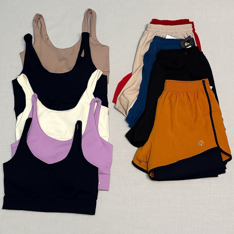 Conjunto short duplo tactel e poliamida