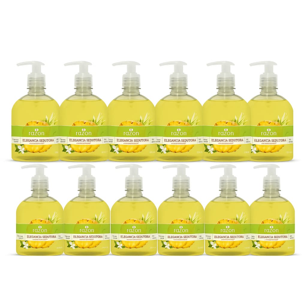 Kit 12 Sabonete Liquido Mãos e Corpo Elegância Sedutora 500ml (Atacado e Revenda) Jasmin com Abacaxi