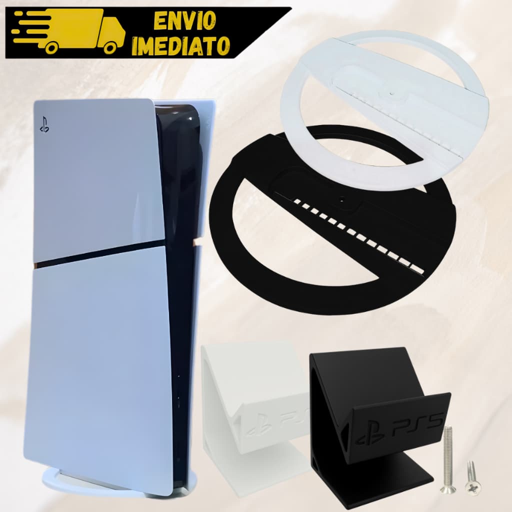 Suporte Vertical de Playstation 5 Slin, Midia Digital, Fat e Pró Saida de Ar Resfriamento do Console