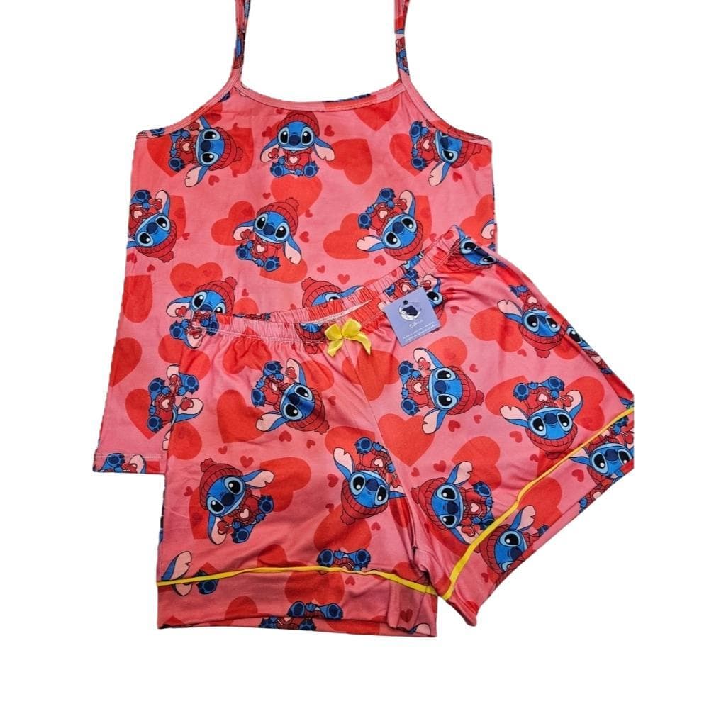 Pijama Feminino Semi-Americano Camiseta Alça Fina e Short Personagem Estampado Confortável LF050