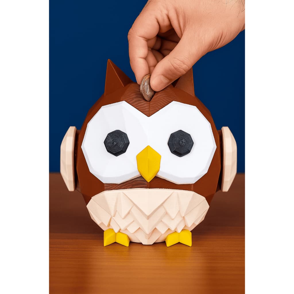 Cofrinho Coruja 3D em ABS – Cofre Infantil Educativo e Decorativo