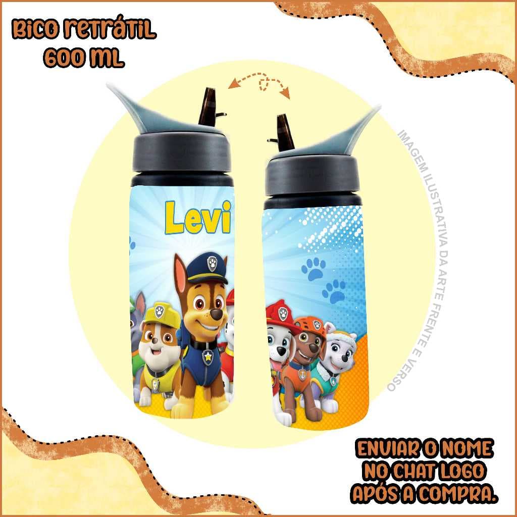Garrafa de Alumínio Personalizada com nome - Patrulha canina - garrafinha de água