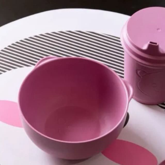 Bowl de Bambu e PP Baby Bear Rosa 13,5cm x 13,5cm x 6,5cm - Lyor