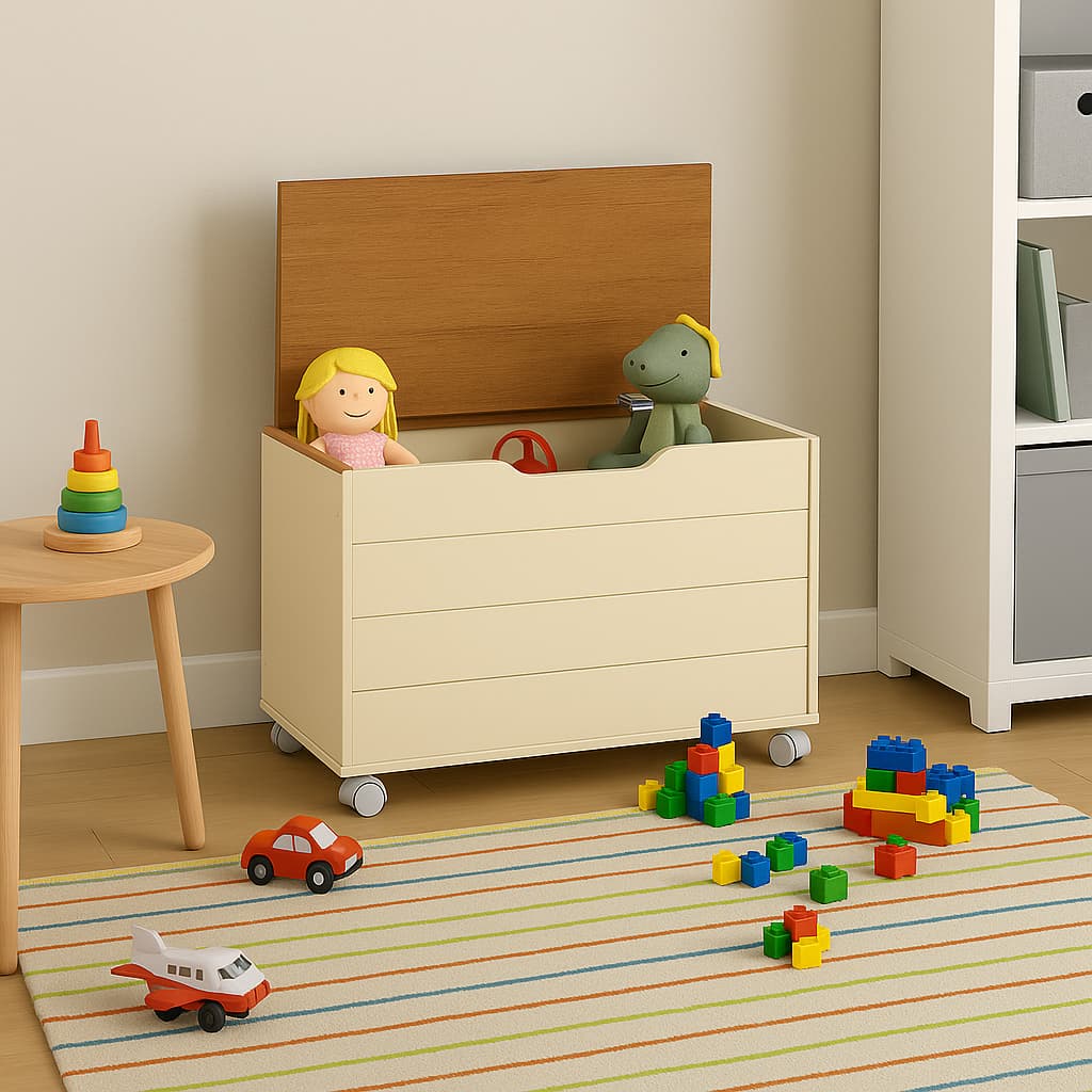 Baú Infantil Espaçoso com Rodízios Organizador Eficiente de Brinquedo Casa com Criança Seguro e Leve