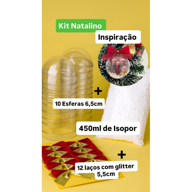 Kit Natalino com 10 esfera+ isopor+ 12 laços