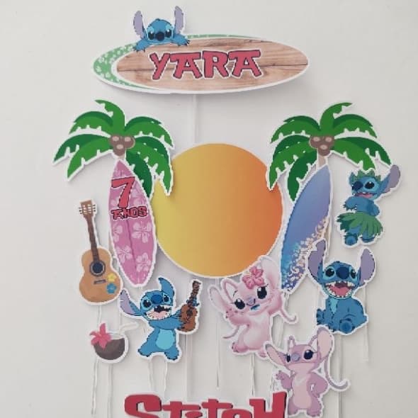 Topo de Bolo Stitch e Angel Personalizado/Topo de bolo/VÁRIOS TEMAS.