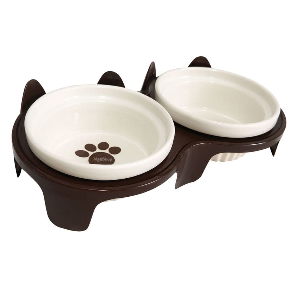 Comedouro Bebedouro duplo elevado Tigela de ceramica Orelinhas Caes Gatos Pets