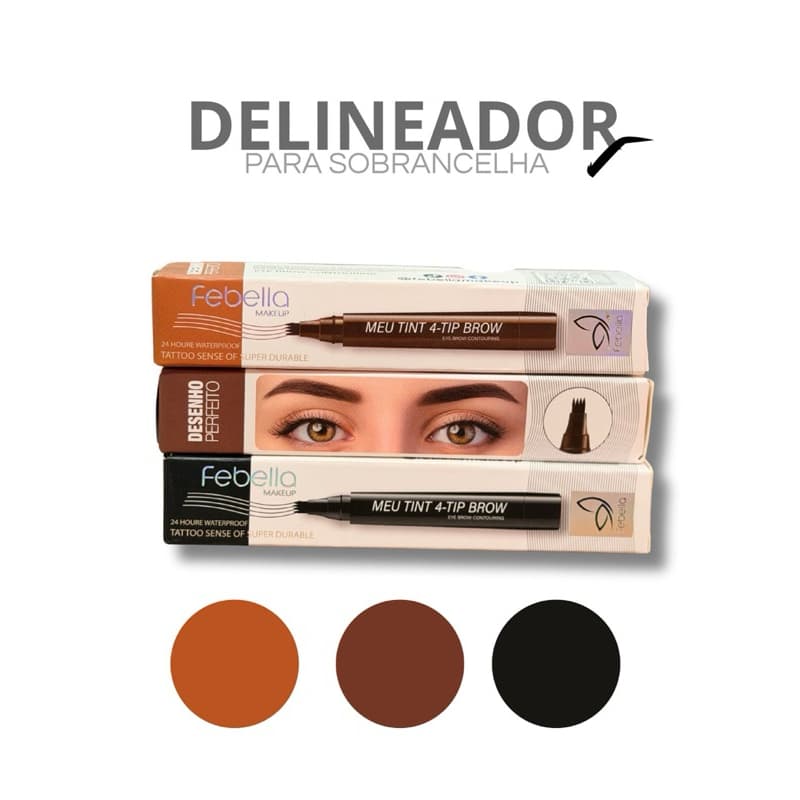 Delineador de Sobrancelha 4 Pontas Febella | Meu Tint 4-Tip Brow à Prova D’Água e de Longa Duração