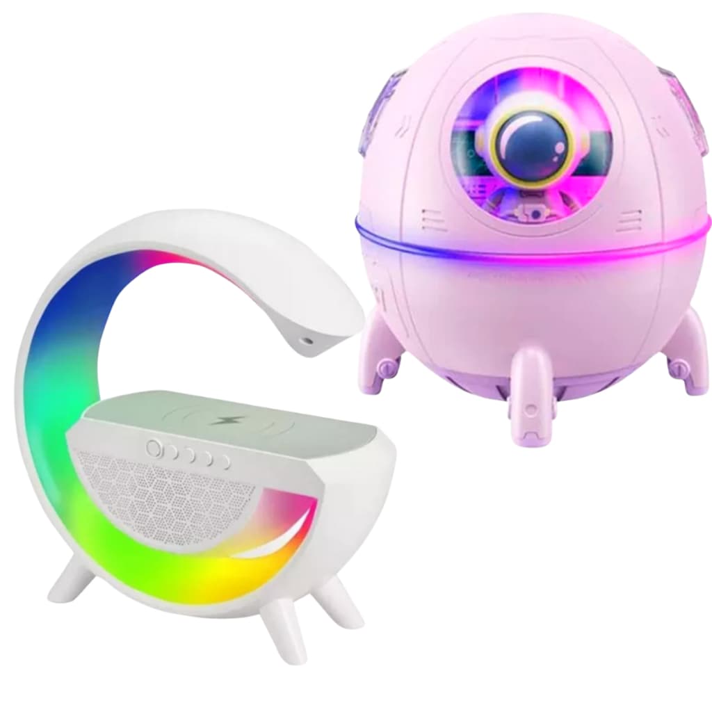Kit Relax Astronauta Umidificador de Ar + Luminária G Speaker Bluetooth