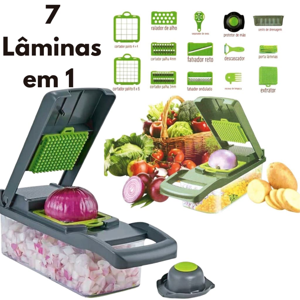 Cortador Fatiador legumes profissional com 7 lâminas