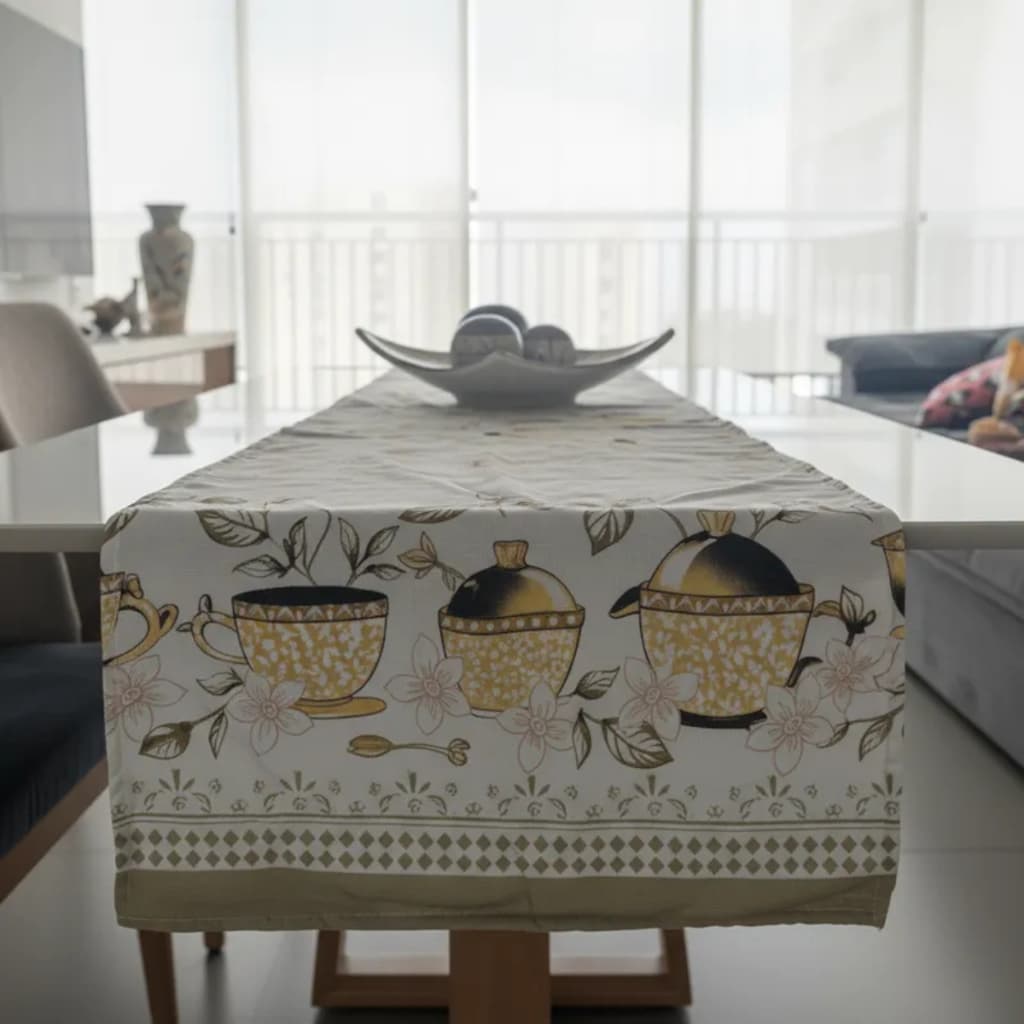 Kit 2 Caminhos mesa passadeira tecido Oxford estampas sortidas 1,45mx45cm