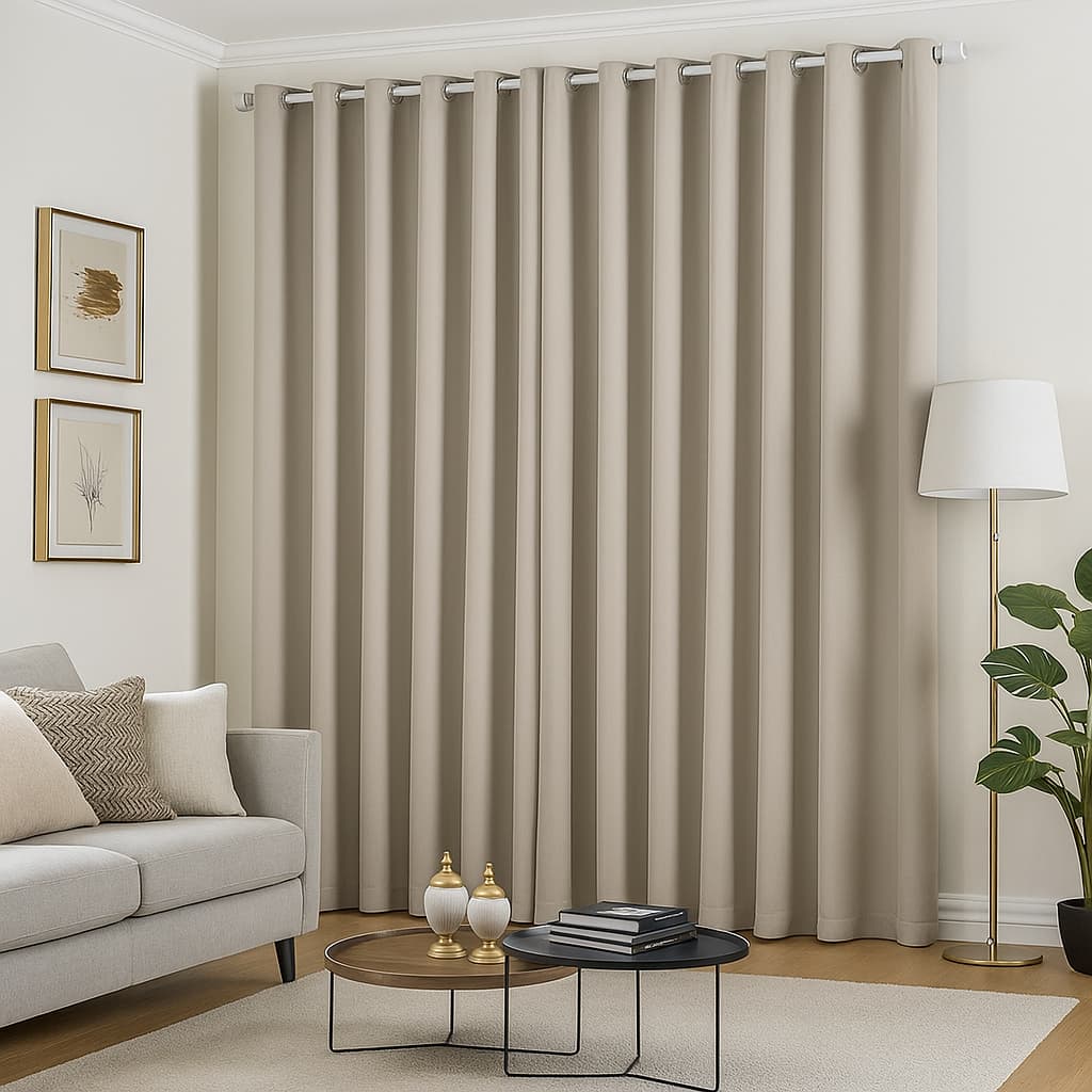 Cortina Em Tecido Blackout Blecaute Corta Luz Veda Luz Elegante 2,70x2,30 Para Sala Quarto Off White