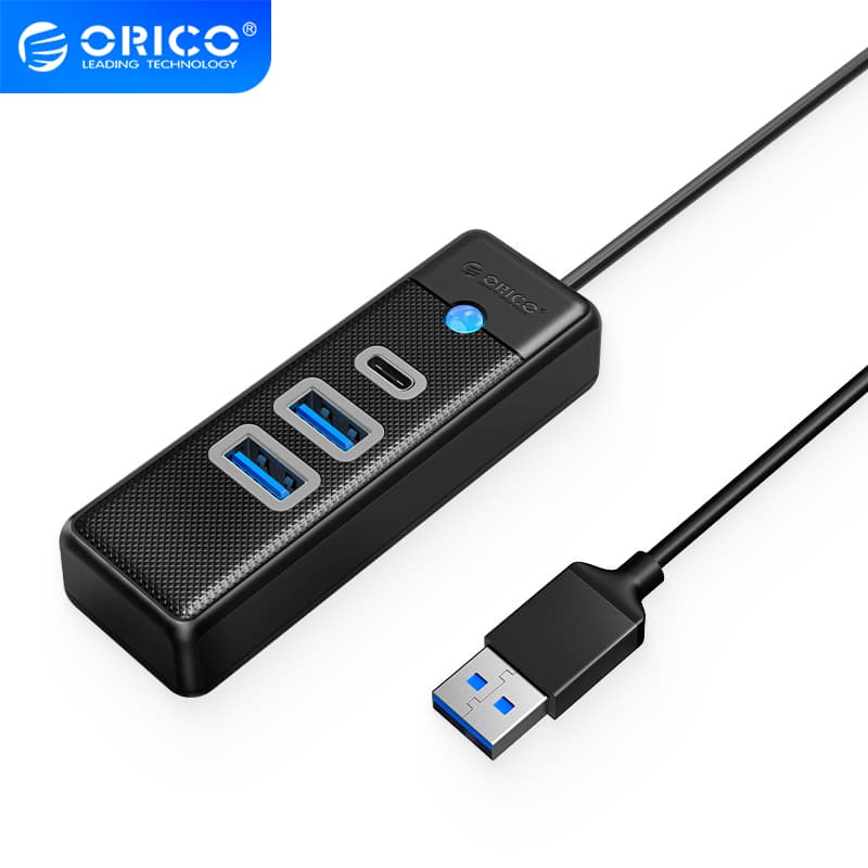 Orico - Hub USB 3 Portas -2 Portas USB-A 3.0 + 1 USB-C Alta Velocidade 5Gbps Windows / Mac / Linux