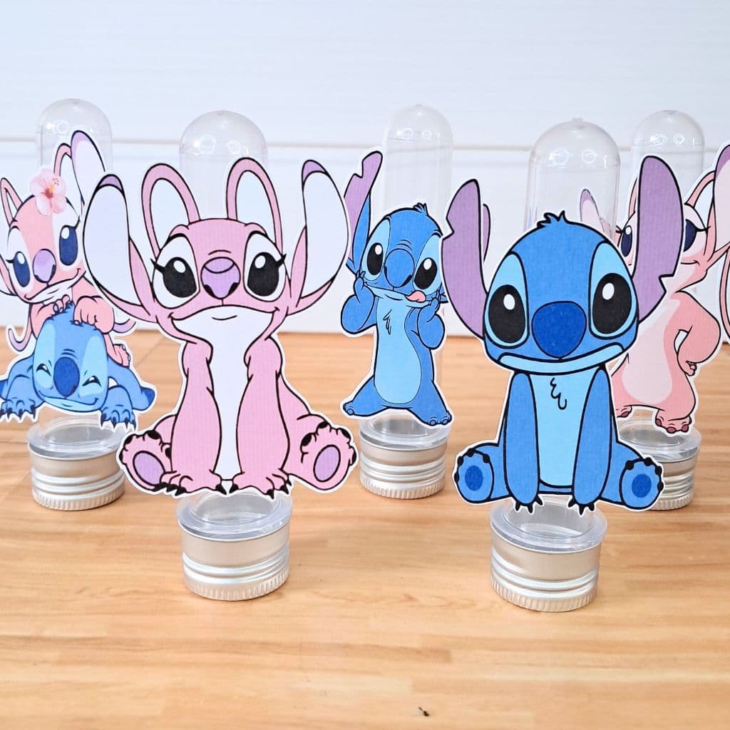 Kit de Apliques para Tubetes Stitch e Angel | Lembrancinha de Aniversário e Festa Infantil