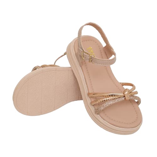 Sandália Rasteira Menina Infantil Feminina Criança Princesa Anabela Tiras Bebe Chinelo Com Fivela